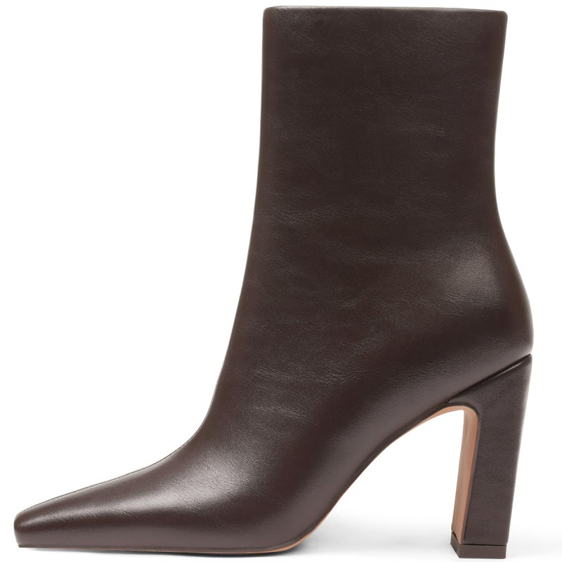 Lovee Cosee Brown Ankle Boots for Women 2025 Booties for Women Chunky Heel Square Toe Heeled Boots Comfort Leather Fall Winter Party Office Date Night Travel Casual Outfit Size 8 - Image 1