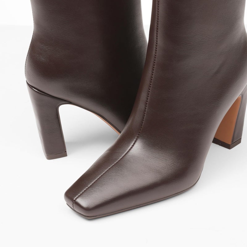 Lovee Cosee Brown Ankle Boots for Women 2025 Booties for Women Chunky Heel Square Toe Heeled Boots Comfort Leather Fall Winter Party Office Date Night Travel Casual Outfit Size 8 - Image 5