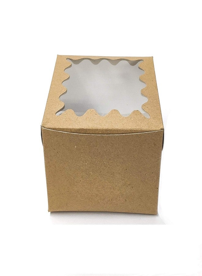 Intactmedia Food Grade Kraft Cake Box with Window, 360gsm Premium Brown Bakery Box for Cakes, Cupcakes & Brownies - Sturdy Auto-Popup Gift Box - Pack of 5 - Image 1