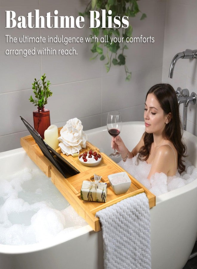 Home-it Home It Premium Foldable Bathtub Tray - Bamboo Waterproof Bath Tray for tub Caddy - Wooden Holder for Wine, Book, Soap, Phone, Luxury Gift for Men & Women - Expandable, Fits Most Tubs in Bathroom - Image 4