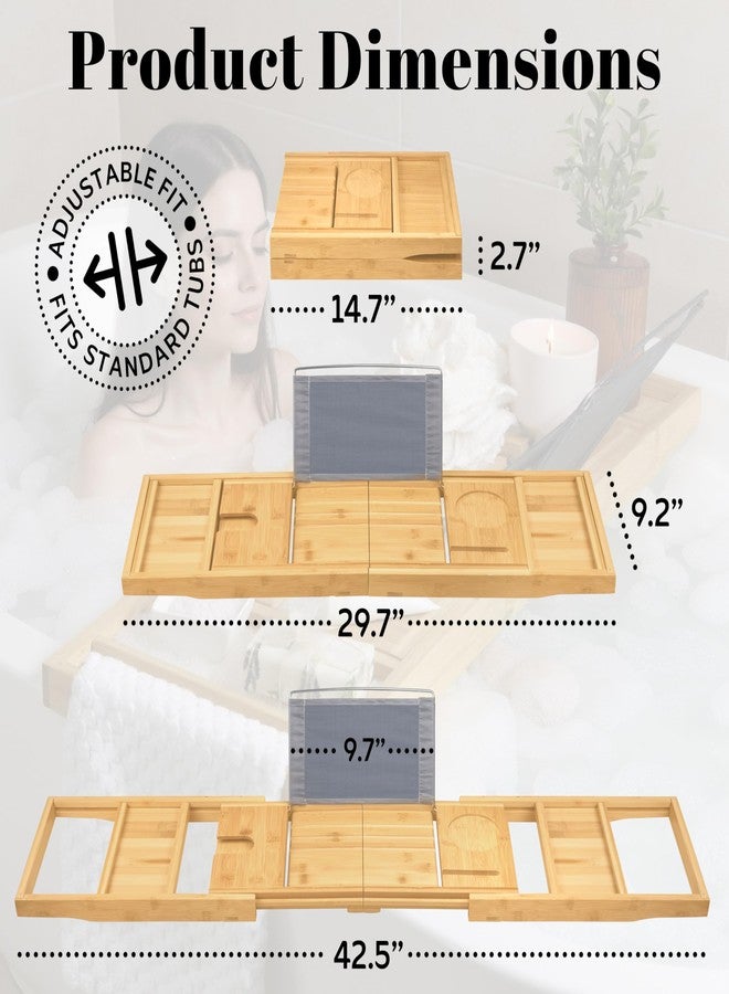 Home-it Home It Premium Foldable Bathtub Tray - Bamboo Waterproof Bath Tray for tub Caddy - Wooden Holder for Wine, Book, Soap, Phone, Luxury Gift for Men & Women - Expandable, Fits Most Tubs in Bathroom - Image 3