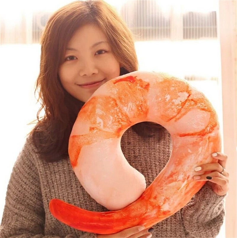 bouti1583 Shrimp Neck Pillow Realistic Simulation Large Shrimp U Shaped Pillow Cushion Plush - Image 3