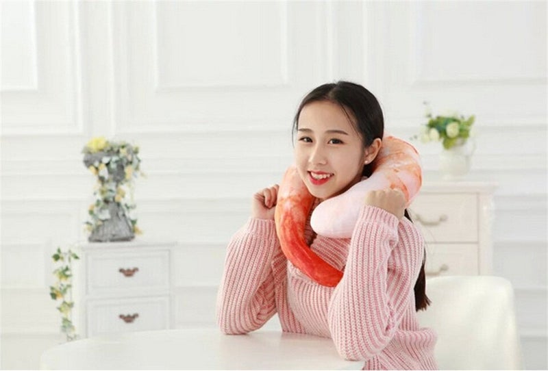bouti1583 Shrimp Neck Pillow Realistic Simulation Large Shrimp U Shaped Pillow Cushion Plush - Image 5