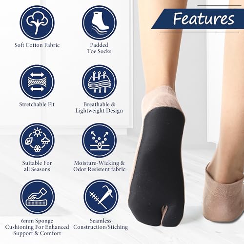 Footmate Women Toe Cotton Socks (Pack of 5) with Waterproof Sponge Bottom Footcover Toe Socks for Women (Free Size) Provide Durable, Soft & Ultimate Comfort Colour- Skin - Image 2