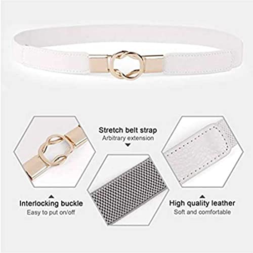 REDHORNS Elastic Fabric Waist Belt for Women Dresses Elegant Design Stretchy Slim Ladies Belt for Saree Girls Jeans - Free Size (LD37WT_White) - Image 5