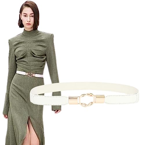 REDHORNS Elastic Fabric Waist Belt for Women Dresses Elegant Design Stretchy Slim Ladies Belt for Saree Girls Jeans - Free Size (LD37WT_White) - Image 3