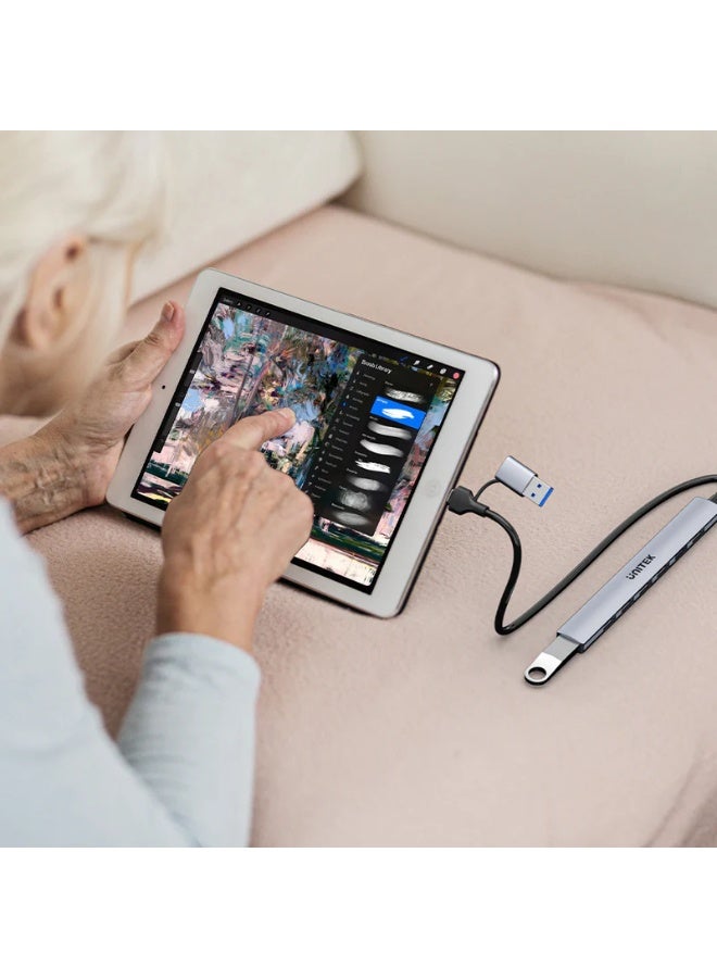 UNITEK محور USB 7 في 1 من UNITEK، USB-C إلى 7 منافذ USB-A مع محول USB-A، نقل بيانات عالي السرعة 5Gbps، نحيف ومحمول، توصيل وتشغيل، متوافق مع MacBook و iPad و Windows والمزيد - Image 4