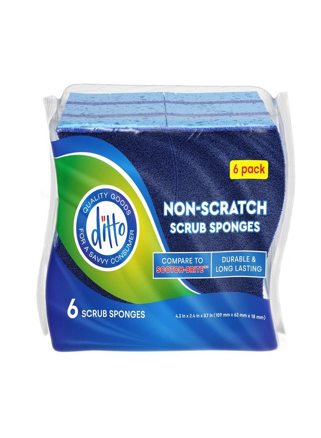 Ditto Non-Scratch Scrub Sponges (6 Pack) - Durable and Long Lasting - Safe On All Surfaces… - Image 1