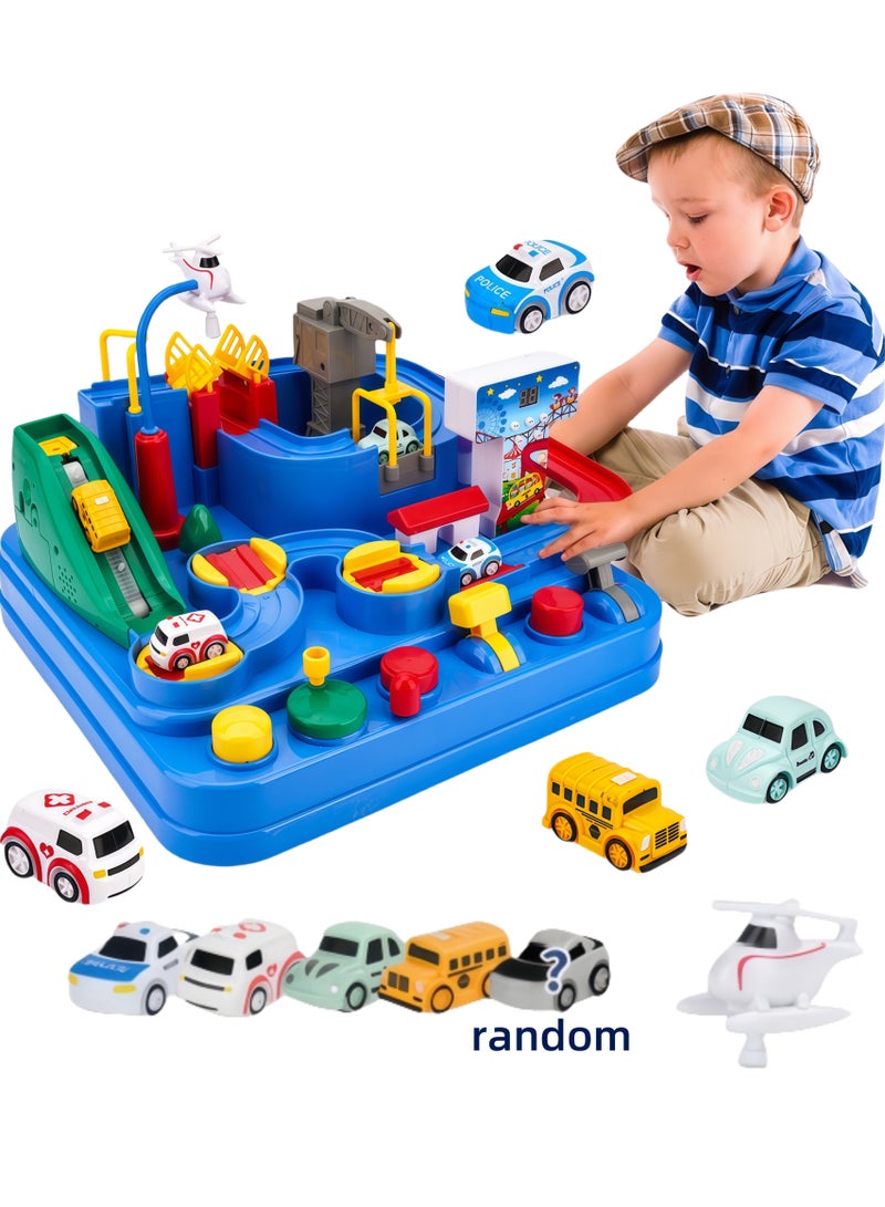 Kids Car Adventure Toy, Puzzle Rail Car,Cars Race Track Toys , Race Track Vehicle Set, Preschool Educational Interactive Toy, Easy to Install and Play, No Battery Required, Ideal Gift for Kids Aged 3 + Car Adventure Toys（5 Toy Cars+1 Magnetic Plane）  - Image 1