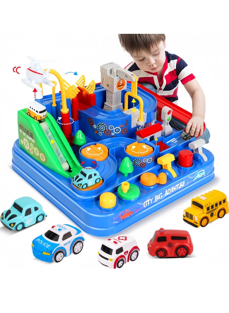 Kids Car Adventure Toy, Puzzle Rail Car,Cars Race Track Toys , Race Track Vehicle Set, Preschool Educational Interactive Toy, Easy to Install and Play, No Battery Required, Ideal Gift for Kids Aged 3 + Car Adventure Toys（5 Toy Cars+1 Magnetic Plane） - Image 1
