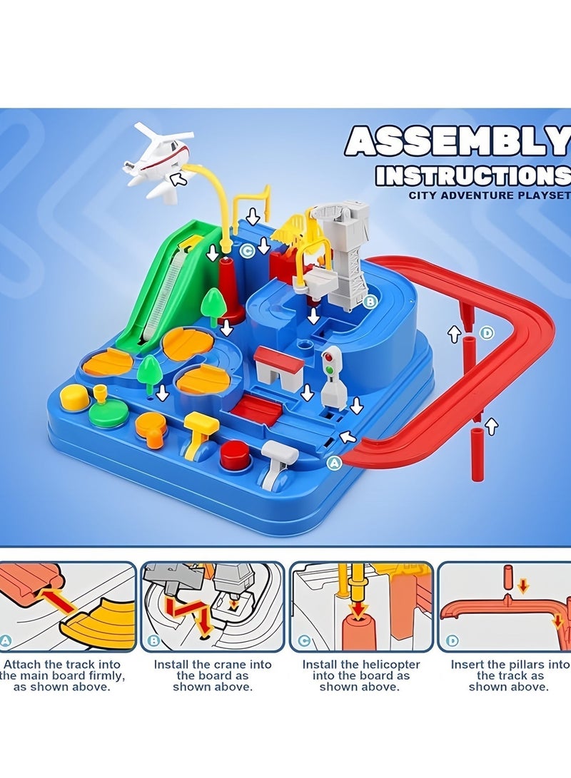 Car Adventure Toys, Puzzle Rail Car, City Rescue Toy with 5 Mini Cars, Preschool Educational Toys for Toddlers, Kids Race Track Toys for 3 4 5 6 7 Years Old Boys Girls - Image 4