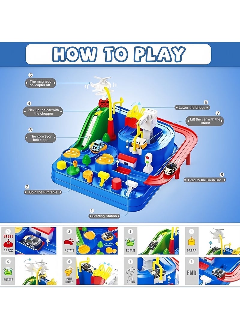 Car Adventure Toys, Puzzle Rail Car, City Rescue Toy with 5 Mini Cars, Preschool Educational Toys for Toddlers, Kids Race Track Toys for 3 4 5 6 7 Years Old Boys Girls - Image 3