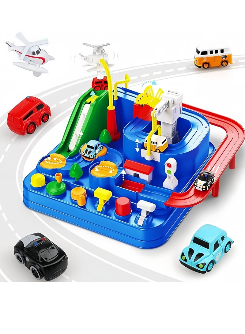 Kids Car Adventure Toy, Puzzle Rail Car,Cars Race Track Toys , Race Track Vehicle Set, Preschool Educational Interactive Toy, Easy to Install and Play, No Battery Required, Ideal Gift for Kids Aged 3 + Car Adventure Toys（5 Toy Cars+1 Magnetic Plane）  - Image 2