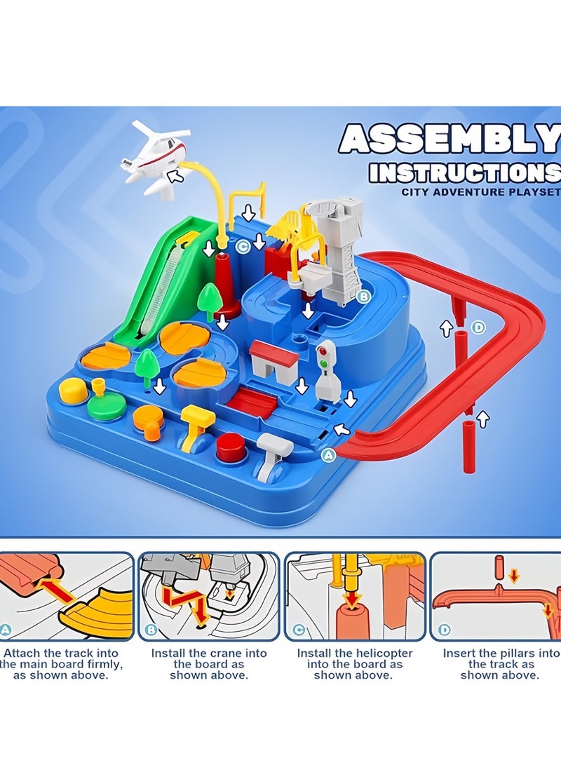 Kids Car Adventure Toy, Puzzle Rail Car,Cars Race Track Toys , Race Track Vehicle Set, Preschool Educational Interactive Toy, Easy to Install and Play, No Battery Required, Ideal Gift for Kids Aged 3 + Car Adventure Toys（5 Toy Cars+1 Magnetic Plane）  - Image 4