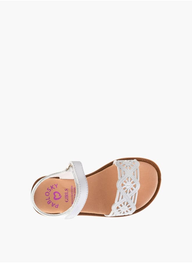 Pablosky Girls Strap Sandals With Hook And Loop Closure  - Image 4