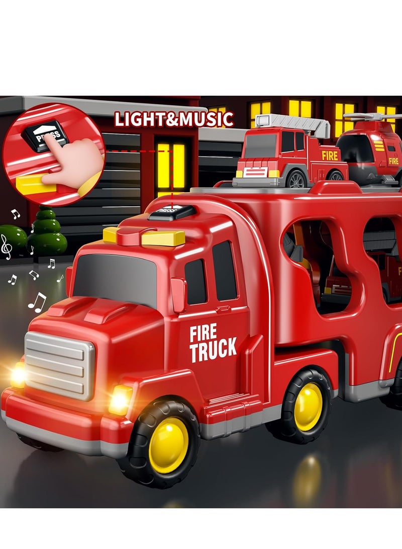 MarlaMall Fire Engine Toddler Toys for Boys 3-6 years old, Sensory Enlightenment Puzzle Toys, 7 in 1 Fire Engine Toys for Girls 3-6 years old, Christmas Birthday Gift Car Playset with Lights and Sounds - Image 2
