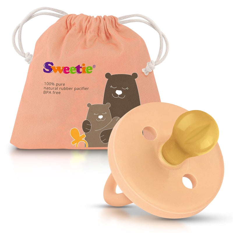 Sweetie سويتى مصاصة مطاطية وردية فاتحة مصاصة مطاطية طبيعية مدورة (0-6 أشهر، وردي فاتح) - Image 1