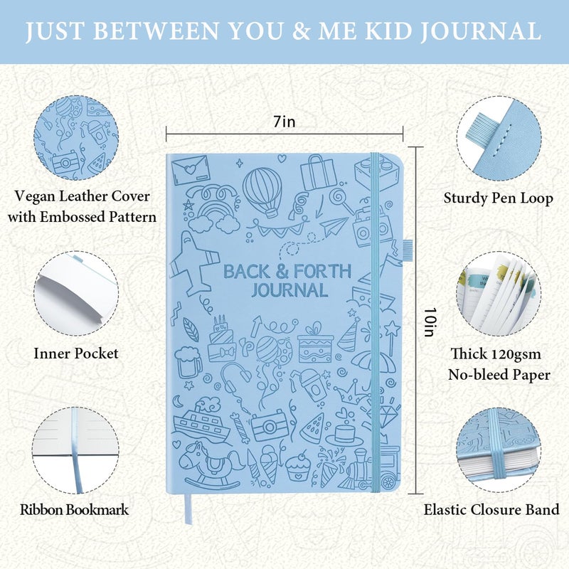 SIMSIMY Just Between You and Me Kid Journal - A Back & Forth Journal for Grown-Up & Kid / Parent & Child to Strengthen Bond, Build Communication, and Share Memories, Interactive Writing Prompts for Kids & Adults, Gift for Girls Boys, 7"X10"-Light Blue - Image 2
