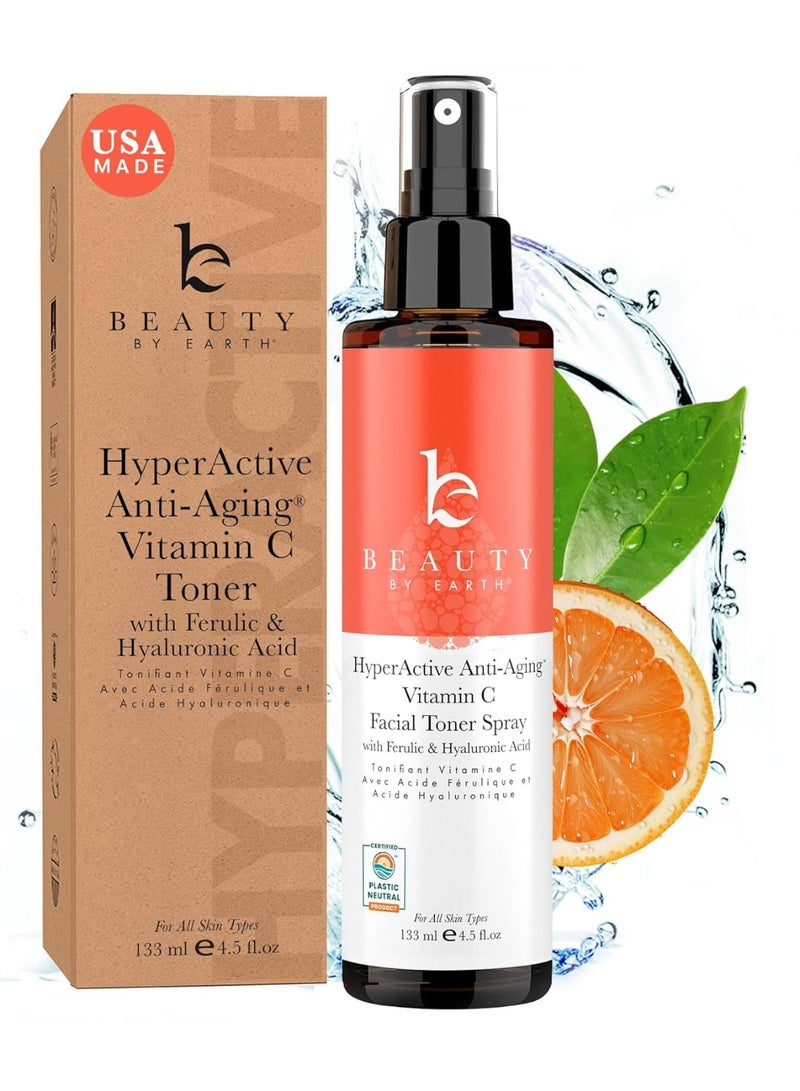 Beauty by Earth Vitamin C Face Toner - USA Made with Natural & Organic Ingredients, Alcohol-Free Skin Brightening Facial Toner for Sensitive and Aging Skin, Pore Minimizing Face Mist for Women and Men Size: 4.5 Fl Oz (Pack of 1) - Image 1