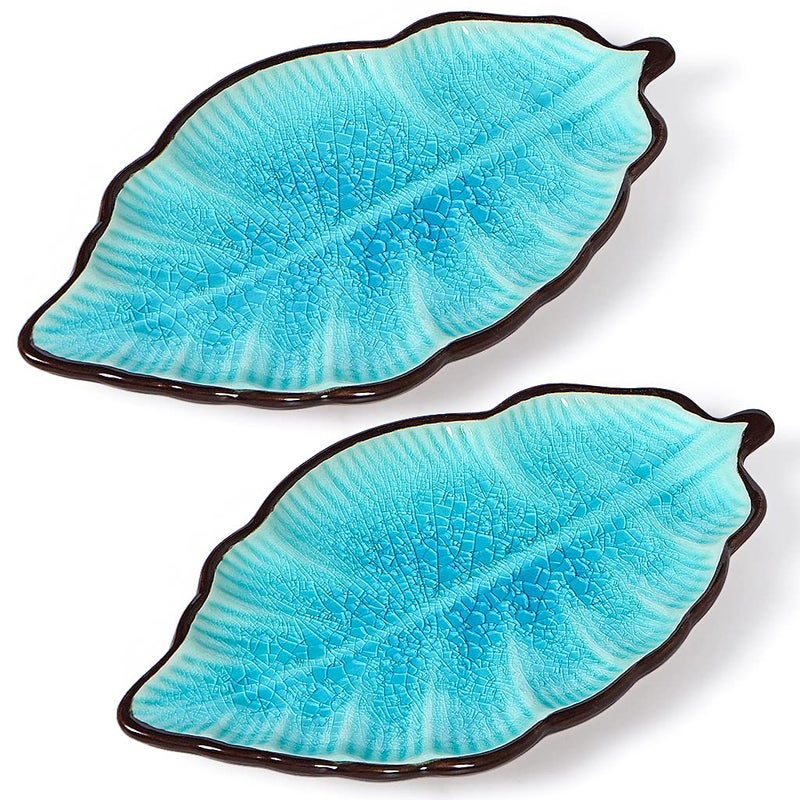 Sanbege Sanbege 2 Pack Leaf Spoon Rest Ceramic Ladle Holder Modern Farmhouse Decorative Utensil Rester for Stove Top Kitchen Counter Dining Table Coffee Station Teal 