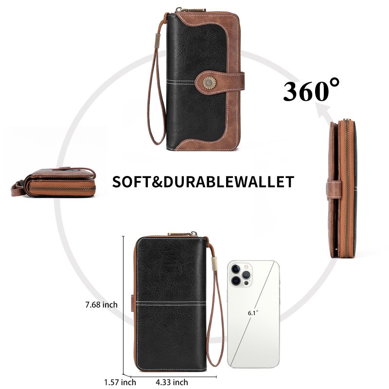 FALAN MULE Womens Wallet RFID Blocking Large Capacity Bifold Leather Credit Card Holder with Zipper Pocket Purse - Image 2