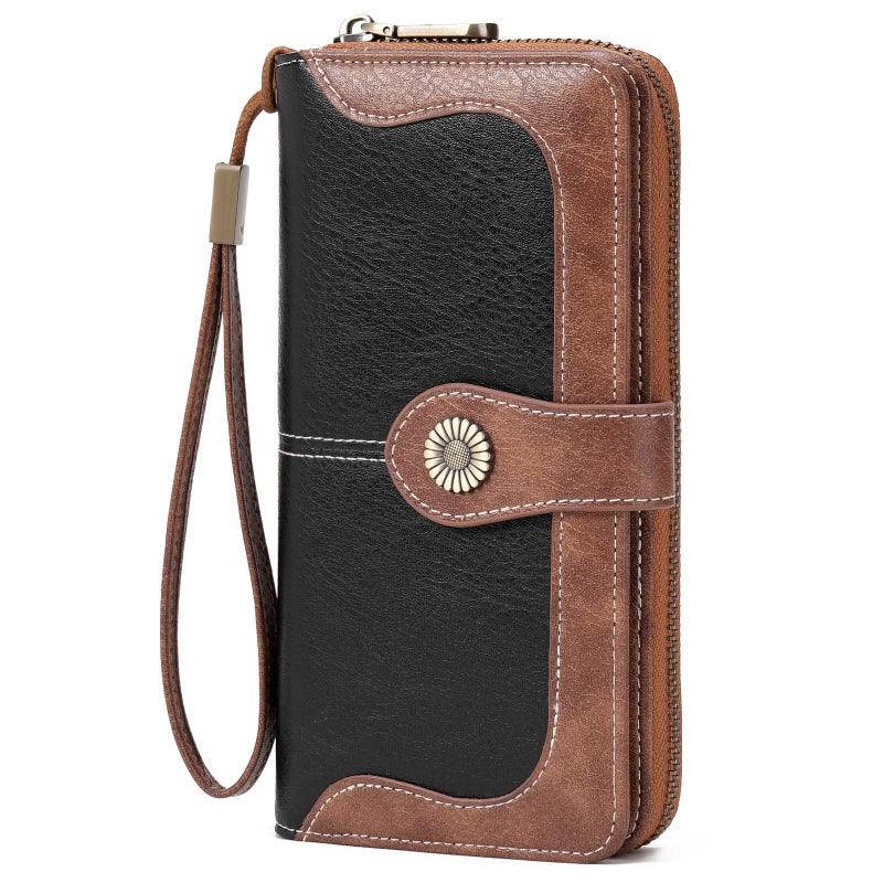 FALAN MULE Womens Wallet RFID Blocking Large Capacity Bifold Leather Credit Card Holder with Zipper Pocket Purse - Image 1