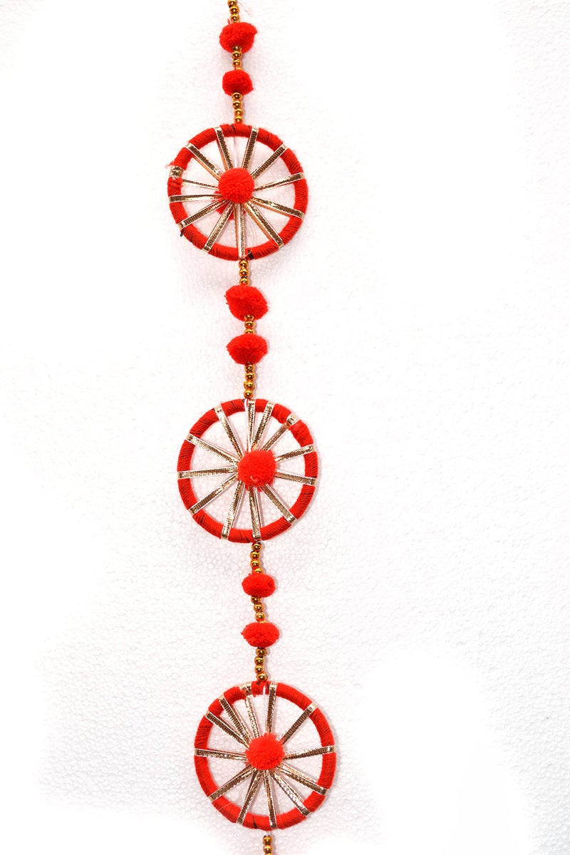 CraftVatika Pom Pom Wall Hanging Latkans for Home Decorations, Pom Pom Chakri with Bell Hanging Strings Decorations for All Festival Decorations, Decorative Items for Home(4 Pc`s) - Image 4