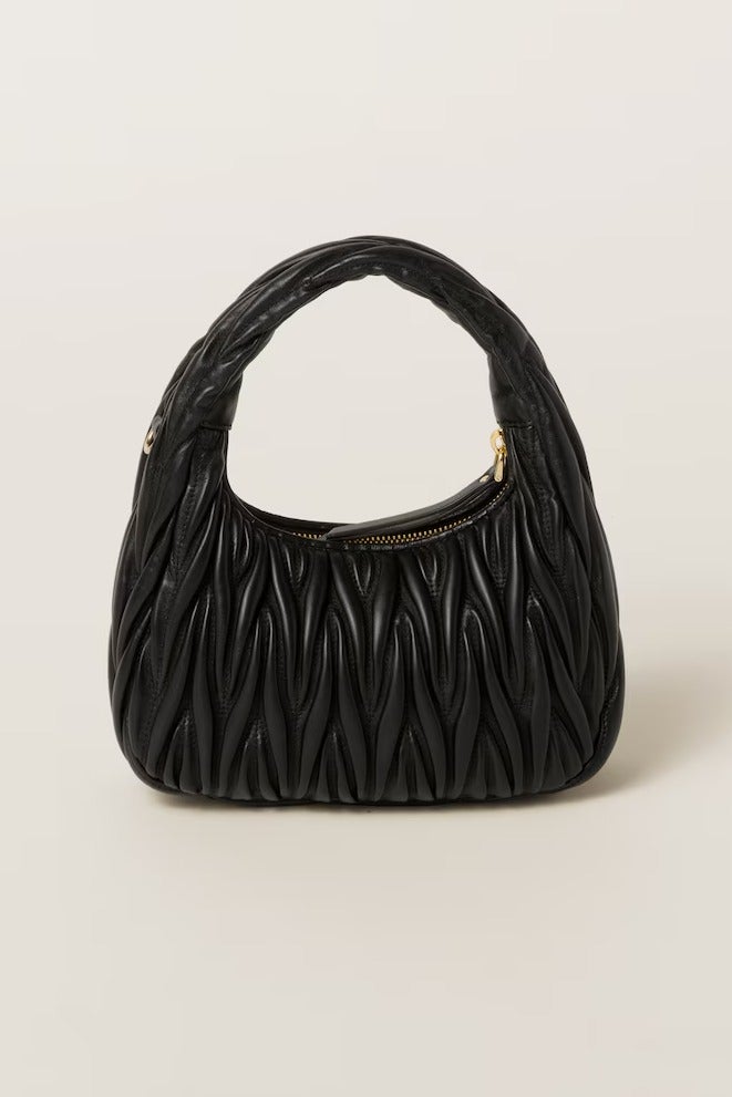 Miu Miu MIU Wander nappa leather hobo Shoulder Bag With Crossbody Strap Zip Closure  - Image 3