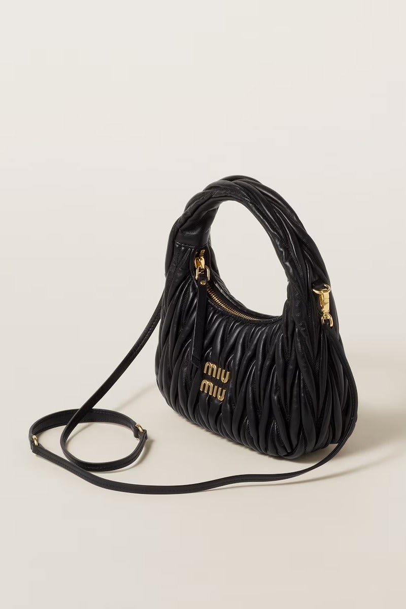 Miu Miu MIU Wander nappa leather hobo Shoulder Bag With Crossbody Strap Zip Closure  - Image 2