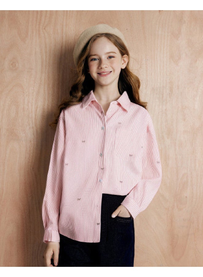 DEESHA Girls 26 Spring Older Kids Spring Clothing Children's Turn-down Collar Top - Image 1