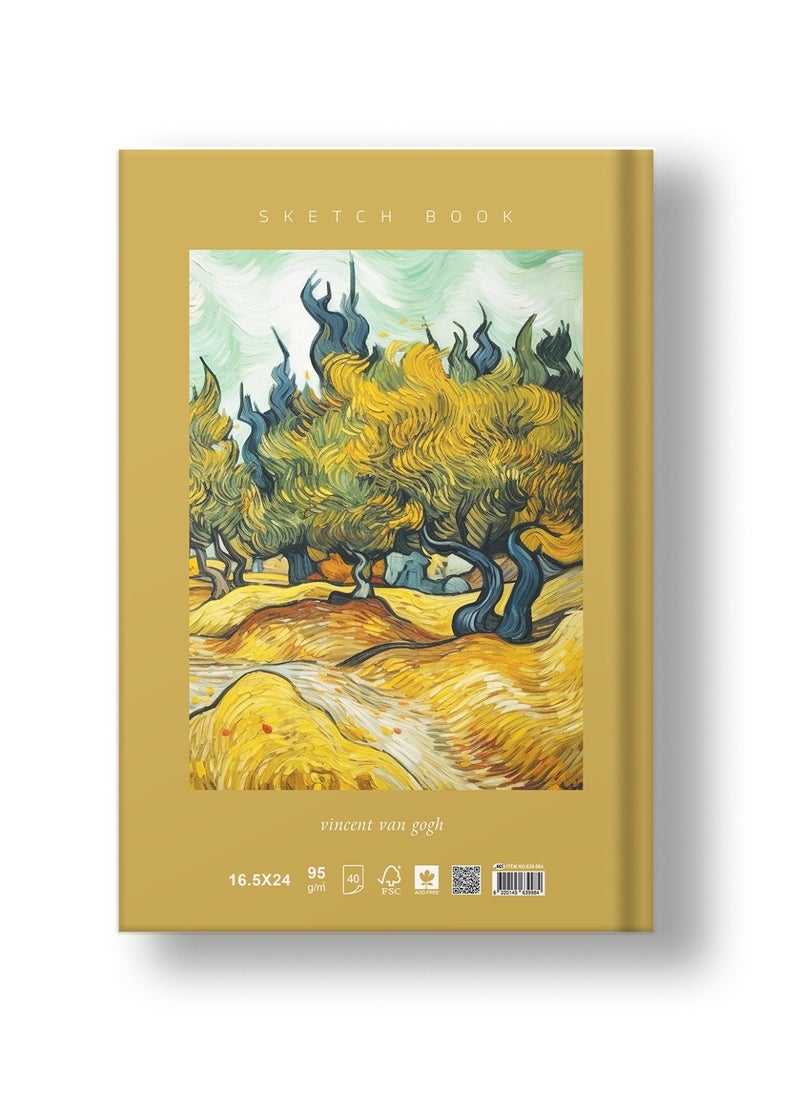 Smart Vincent Van Gogh High Quality Sketchbook 40 Light cream Sheets Size 24x16.50cm 95gm For Drawing, Art - Multi Color - By Smart  - Image 2