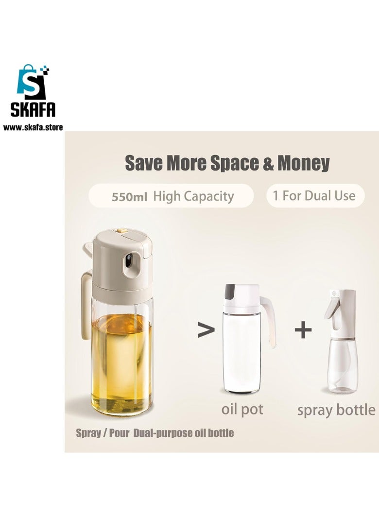 SKAFA Oil Dispenser Bottle for Kitchen |Oil Sprayer for Cooking | 2 in 1 Olive Oil Dispenser and Oil Sprayer Bottle | 550ML/18.6OZ Glass Oil Sprayer Bottle, Oil Mister for Air Fryer, Salad, Frying. - Image 5