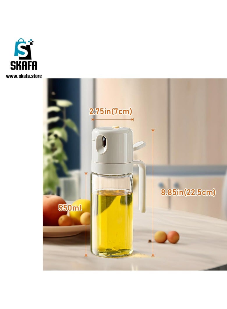 SKAFA Oil Dispenser Bottle for Kitchen |Oil Sprayer for Cooking | 2 in 1 Olive Oil Dispenser and Oil Sprayer Bottle | 550ML/18.6OZ Glass Oil Sprayer Bottle, Oil Mister for Air Fryer, Salad, Frying. - Image 4