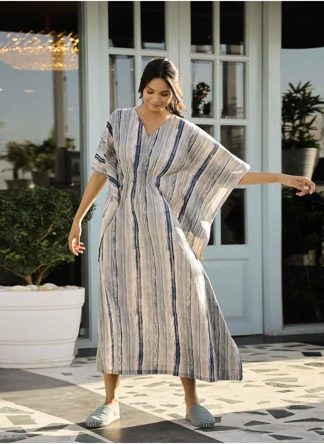 سانسكريتي هومز Sanskrutihomes Printed Pure Cotton V-Neck Kaftan Nightdress