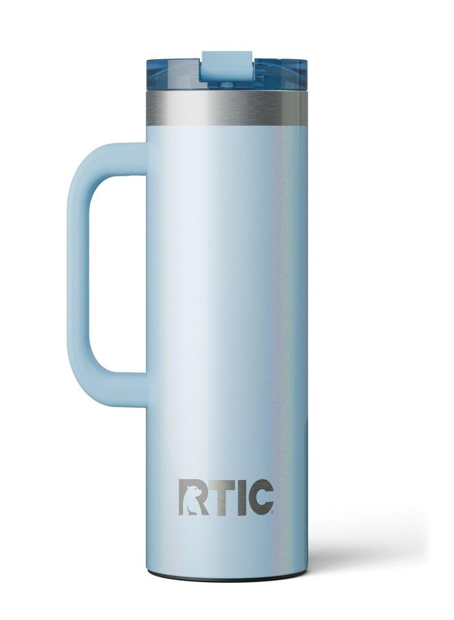 RTIC 16oz Road Trip Travel Mug with Lid and Handle, Insulated, Stainless Steel, Metal, Double Wall Vacuum-Insulation, Ceramic Lined, Portable Coffee, Tea Cup for Hot and Cold Drink, RTIC Ice Glitter - Image 1