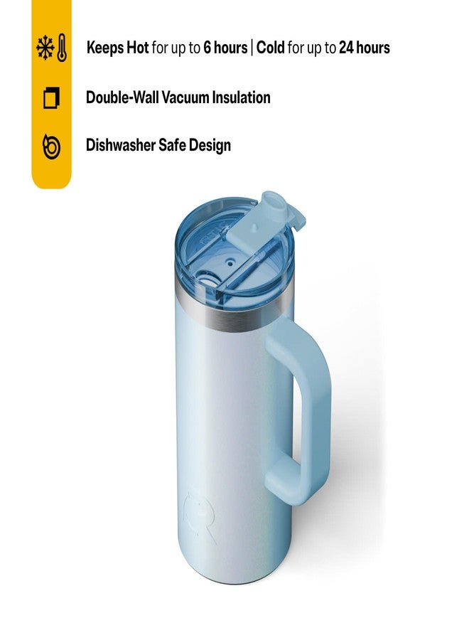 RTIC 16oz Road Trip Travel Mug with Lid and Handle, Insulated, Stainless Steel, Metal, Double Wall Vacuum-Insulation, Ceramic Lined, Portable Coffee, Tea Cup for Hot and Cold Drink, RTIC Ice Glitter - Image 3