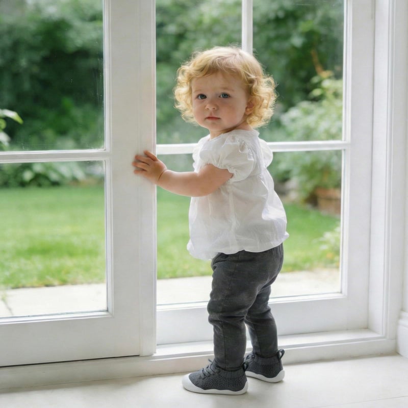JIASUQI Baby Shoes for Infant Boys Girls Walking Shoes Toddler Sneakers Socks for Toddler Grey 12-18 Months - Image 2