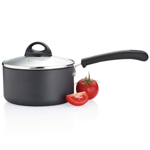 Premier Trendy Black Non Stick Sauce Pan with Glass Lid 18cm Code-129031 - Image 1