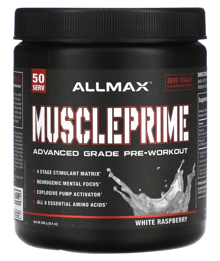 Allmax MusclePrime® Advanced Grade Pre-Workout White Raspberry 9.4 oz (266 g)