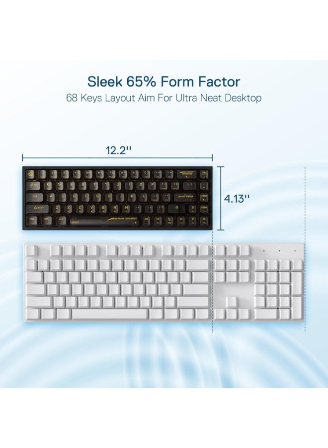 ريدراجون لوحة مفاتيح ألعاب RGB لاسلكية K631 كاستور برو 65% 3 أوضاع ، 68 مفتاح مضغوط ميكانيكي شفاف بالكامل مع مقبس PCB قابل للتبديل ، مفتاح لمسي - Image 4