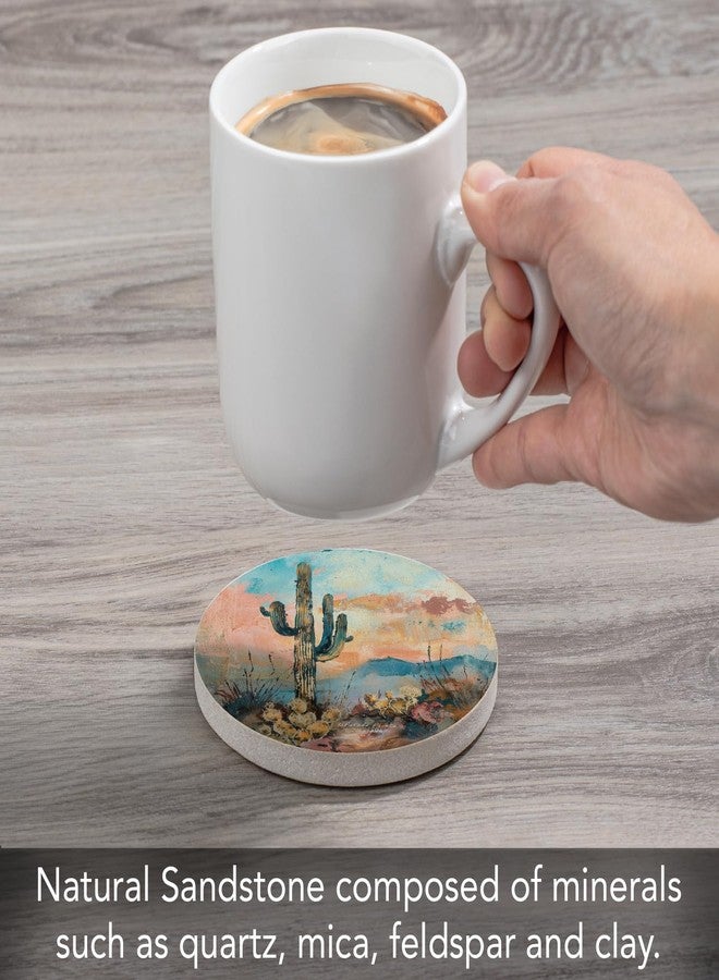 Counterart Thirstystone Desert Dream Single Round Natural Sandstone Coaster 4" Diameter Manufactured in The USA Choose to Create Your Own Collection - Image 3