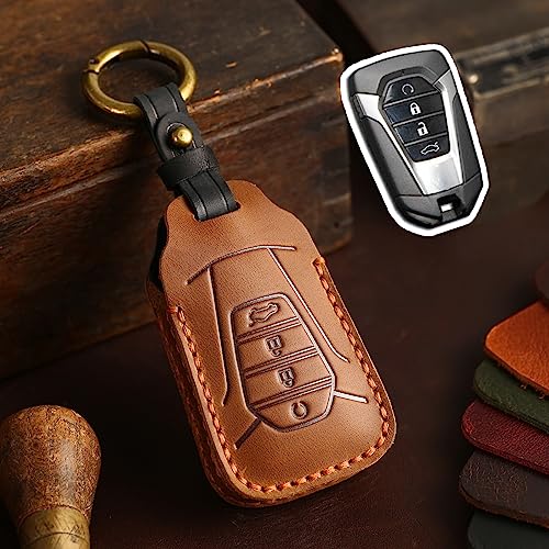 KUNIO for Isuzu Leather Car Key Fob Cover Fit for Isuzu New MU-X X Series DMAX D-Max X-Terrain Pickup 2024 Key Protective Cover Keychain Key Holder Accessories 4 Buttons Black - Image 3