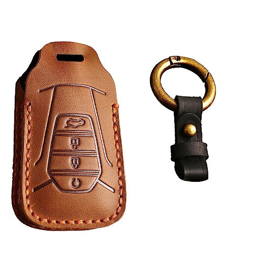 KUNIO for Isuzu Leather Car Key Fob Cover Fit for Isuzu New MU-X X Series DMAX D-Max X-Terrain Pickup 2024 Key Protective Cover Keychain Key Holder Accessories 4 Buttons Black - Image 1