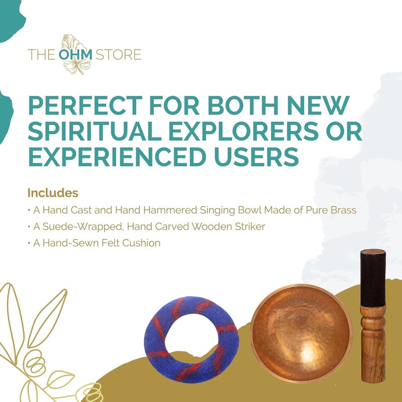 Ohm Handcrafted Tibetan Singing Bowl Set – 4" Sound Bowl for Meditation, Sound Healing & Yoga – Healing Instrument with Wooden Striker & Cushion – Authentic Hand-Hammered in Nepal - The Store - Image 4
