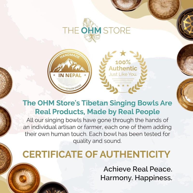Ohm Handcrafted Tibetan Singing Bowl Set – 4" Sound Bowl for Meditation, Sound Healing & Yoga – Healing Instrument with Wooden Striker & Cushion – Authentic Hand-Hammered in Nepal - The Store - Image 5