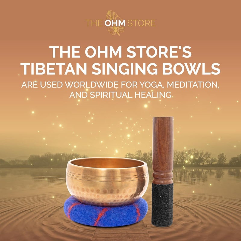 Ohm Handcrafted Tibetan Singing Bowl Set – 4" Sound Bowl for Meditation, Sound Healing & Yoga – Healing Instrument with Wooden Striker & Cushion – Authentic Hand-Hammered in Nepal - The Store - Image 3