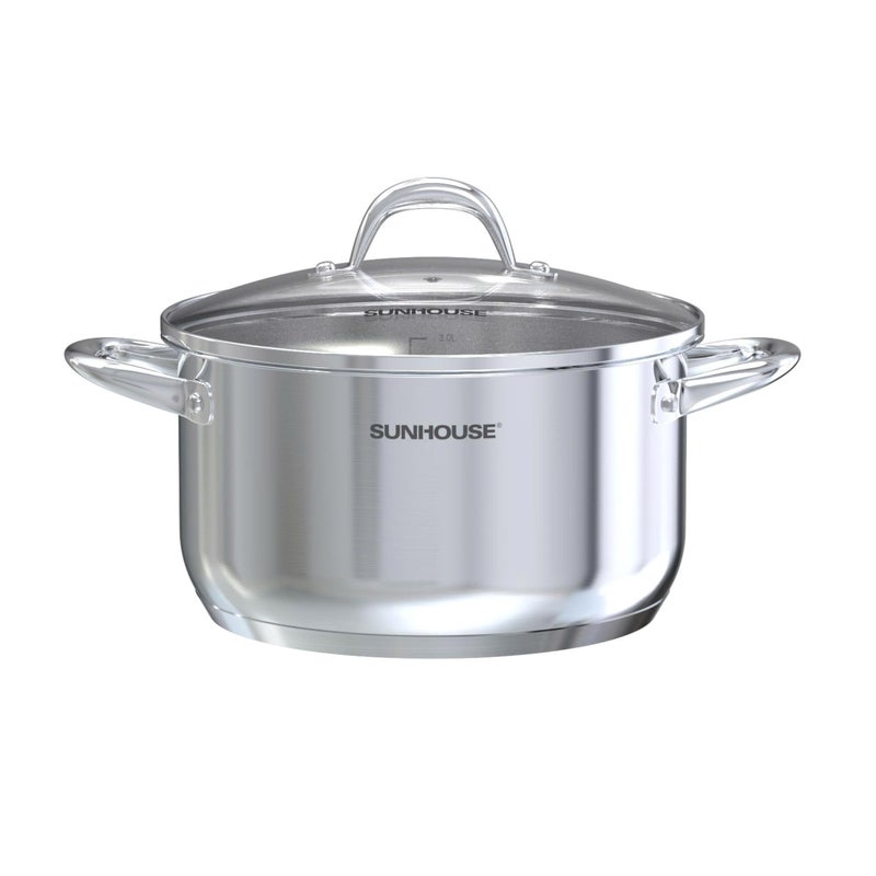 Sunhouse Stainless Steel Stock Pot - 7 Quart Heavy-Duty Induction Cooking Pot With Visible Lid For Pasta  Soup  Spaghetti - Nonstick Thick-Bottom Deep Stockpot For Canning  Boiling  And Simmering - Image 1
