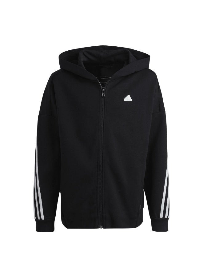 Adidas adidas U Fi 3S Fz Hd Black Training Track Tops 7-8Y  - Image 1