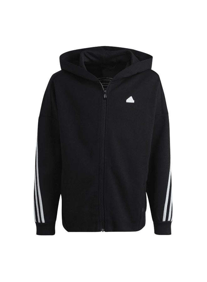 Adidas adidas U Fi 3S Fz Hd Black Training Track Tops 7-8Y  - Image 2