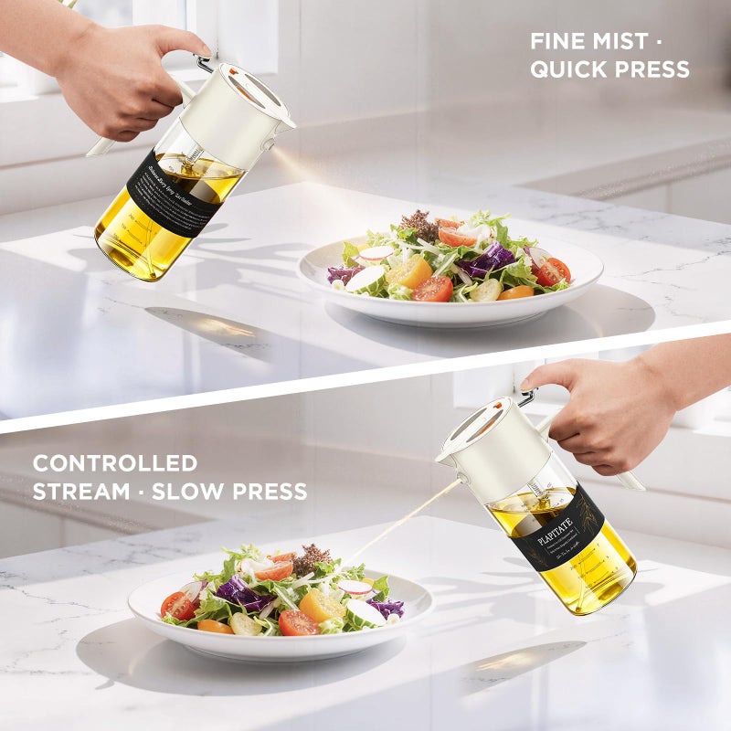 PLAPITATE 17oz/500ml Premium Olive Oil Sprayer for Cooking, 2 in 1 Glass Olive Oil Dispenser Bottle for Kitchen Gadgets, Spray Bottle with Portion Control for Salad, Frying, BBQ (White) - Image 3
